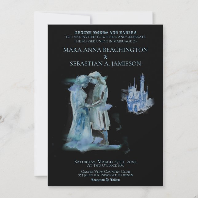 Invitación *~* Pareja del Castillo Medieval Castillo en Boda  (Anverso)