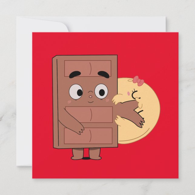 Invitación Pareja divertida Amor Pancake Comer Choco (Anverso)