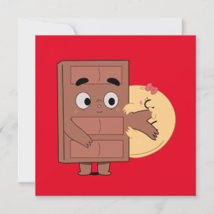 Invitación Pareja divertida Amor Pancake Comer Choco