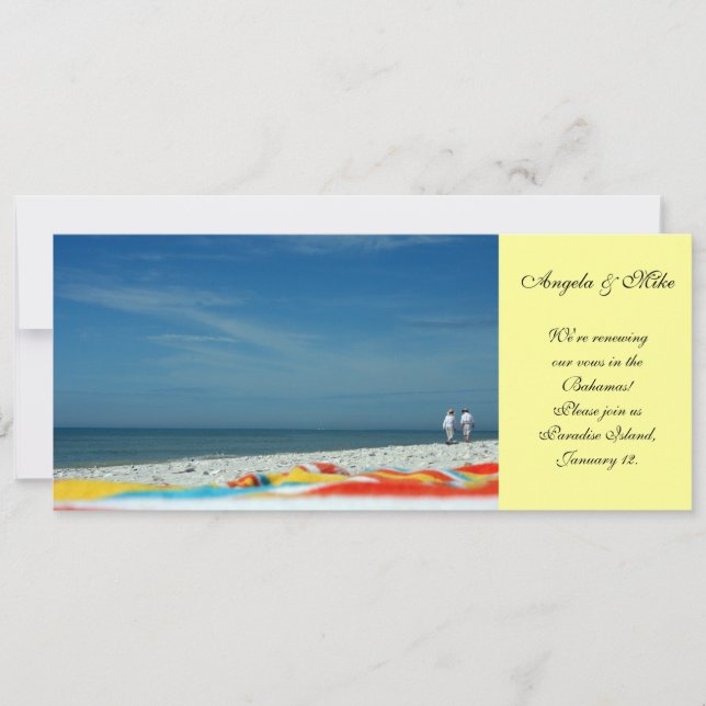 Invitación Pareja en la playa de arena (Anverso)