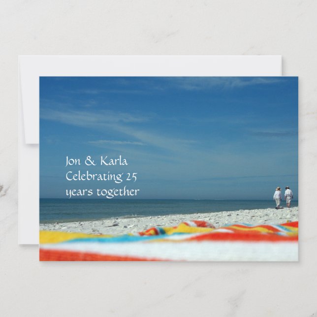 Invitación Pareja en la playa de arena (Anverso)