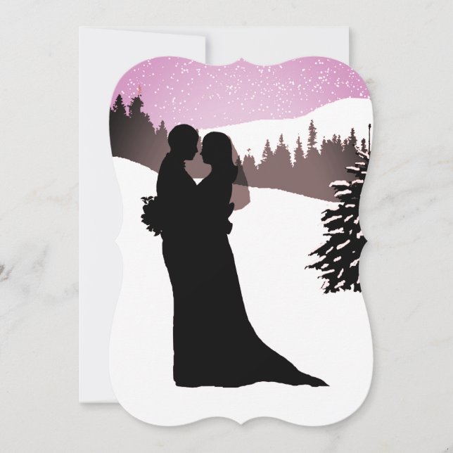 Invitación Pareja en una nevada boda invernal de montaña (Anverso)