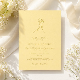 Invitación Pareja Encantadora Dibujada a Mano Letra Amarilla