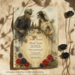 Invitación Pareja gótico Boda Zombie Halloween