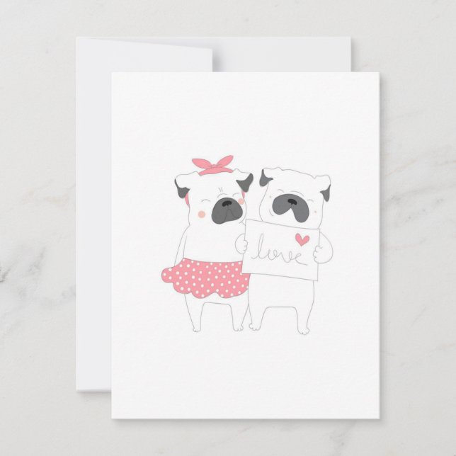 Invitación Pareja Linda Amor de Bulldog Francés | Amante de l (Anverso)