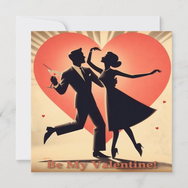 Invitación Pareja moderna de baile de San Valentín de mediado (Anverso)