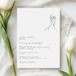 Invitación Pareja moderna dibujando boda romántica