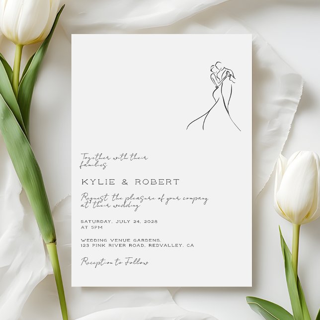 Invitación Pareja moderna dibujando boda romántica (Subido por el creador)