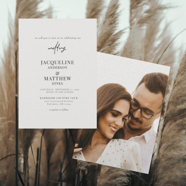 Invitación Pareja moderna Foto Beige No Padres Bodas (Subido por el creador)