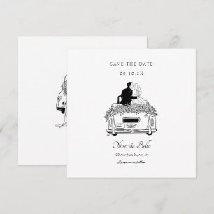 Invitación Pareja monta un boda de auto