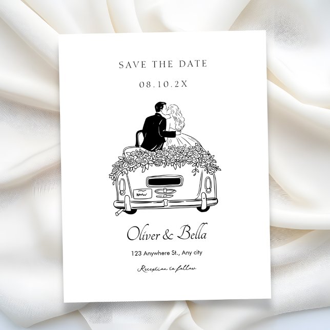 Invitación Pareja monta un coche de bodas  (Subido por el creador)