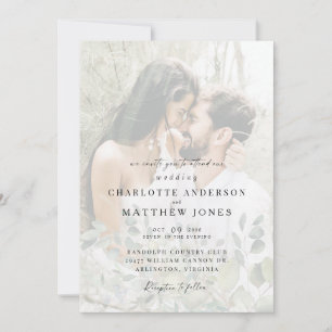 Invitación Pareja muda Foto Boda de follaje moderno II