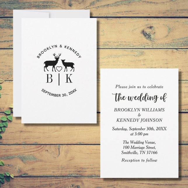 Invitación Pareja Nombre Deer Monograma Matrimonio rústico de (Subido por el creador)