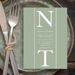 Invitación Pareja Nombre inicial l Boda verde de salvia limpi