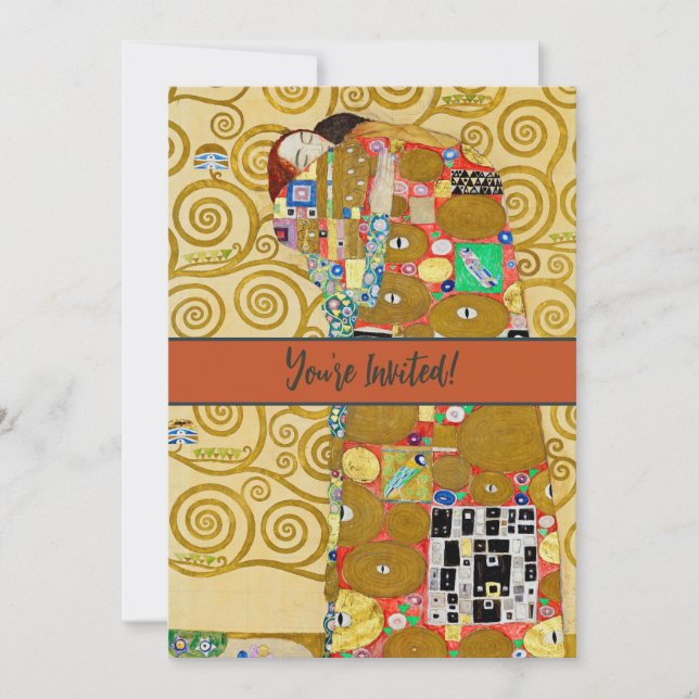 Invitación Pareja Nouveau de Cumplimiento de Gustav Klimt (Anverso)
