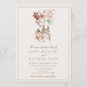 Invitación Pareja nupcial romántica llama Boda único