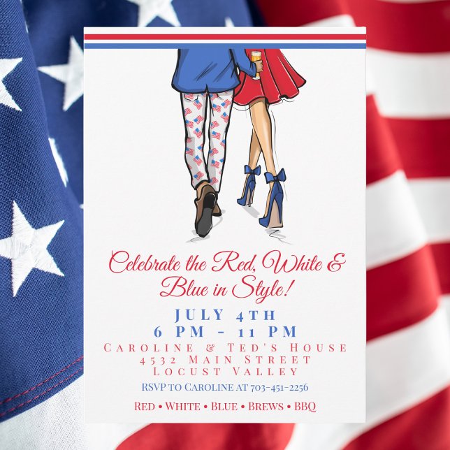 Invitación Pareja Patriótica con Estilo Fiesta del Cuatro de  (Subido por el creador)