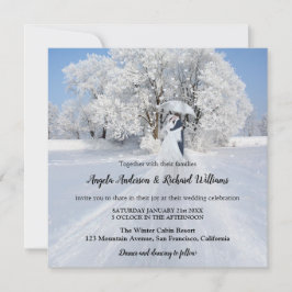 Invitación Pareja pintada con la Boda de Invierno de Nieve