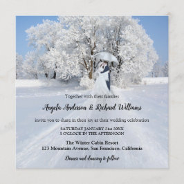 Invitación Pareja pintada con la Boda de Invierno de Nieve