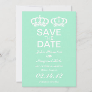 Invitación Pareja Real Verde Menta Salva la Fecha