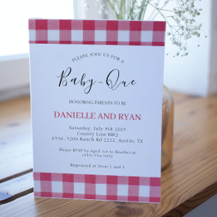 Invitación Pareja roja bajo control de parrillada de Baby Sho