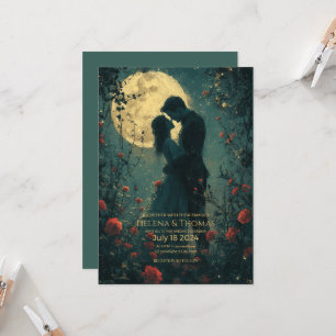 Invitación Pareja romántica a la luz de la luna.
