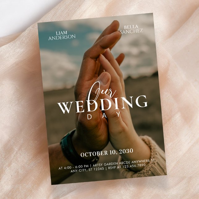 Invitación Pareja romántica manos foto boda (Subido por el creador)