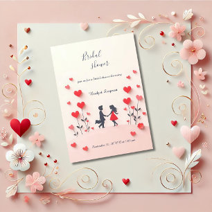 Invitación Pareja romántica Silhouette ducha de novia de cora