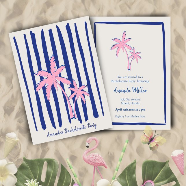 Invitación Pareja rosa de palmas en la fiesta de la soltera d (Subido por el creador)