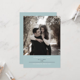 Invitación Pareja simple foto invierno hielo azul contemporán