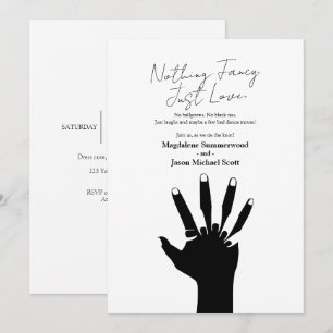 Invitación Pareja Tomada de la Mano Boda Casual Sin Adornos