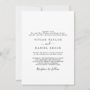 Invitación Pareja tradicional mínima y Boda principal