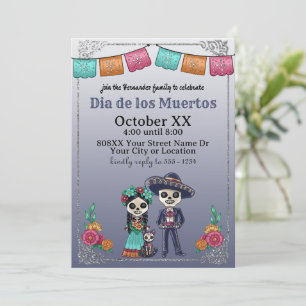 Invitación Pareja y gato del Día de los Muertos