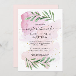 Invitación Parejas acuáticas modernas Ducha Hojas de eucalipt