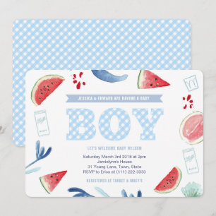 Invitación Parejas al aire libre Gingham Baby Shower para Boy