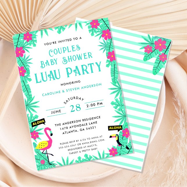 Invitación Parejas Aloha Tropical Baby Shower Luau (Subido por el creador)