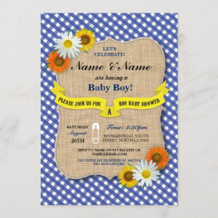 Invitación Parejas Baby Shower BBQ BaByQ Daisy Flower Invite