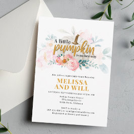 Invitación Parejas Baby Shower Calabaza acuarela Floral