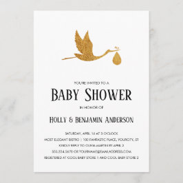 Invitación Parejas Baby Shower Faux Relieve metalizado dorado