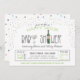 Invitación Parejas Baby Shower  Hora feliz