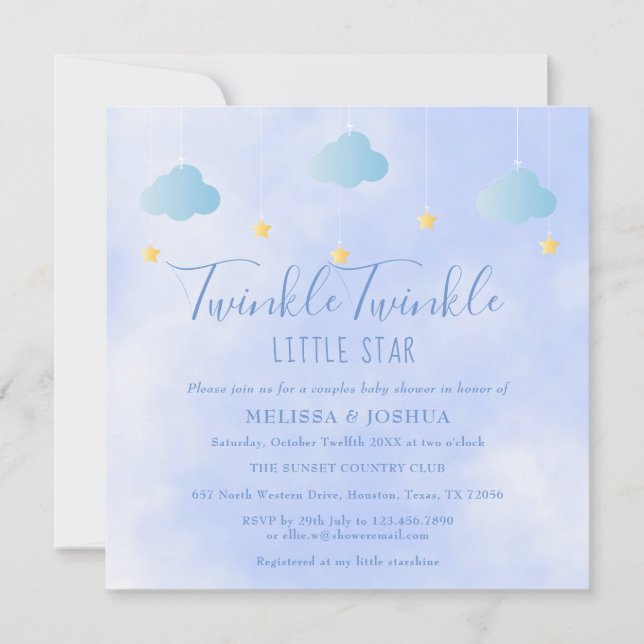 Invitación Parejas Baby Shower Twinkle Twinkle Little Star (Anverso)