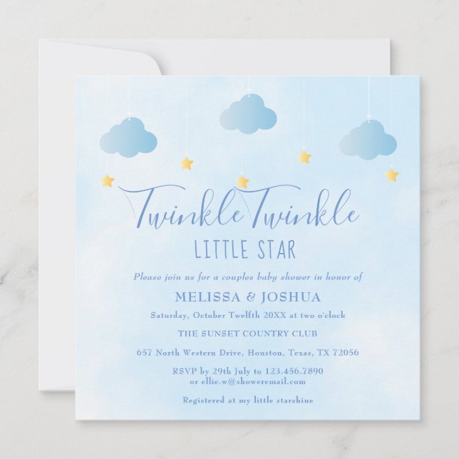 Invitación Parejas Baby Shower Twinkle Twinkle Little Star (Anverso)