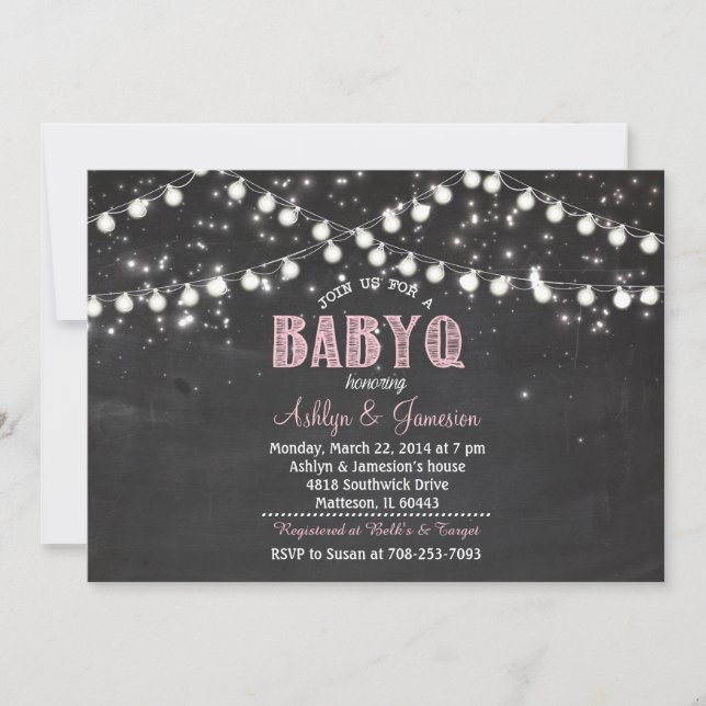 Invitación Parejas BabyQ BBQ Luces Baby ShowerInvitación (Anverso)
