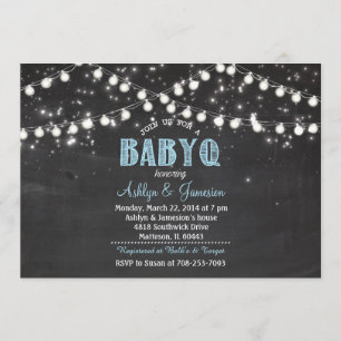 Invitación Parejas BabyQ BBQ Luz de ducha azul bebé