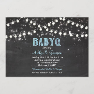 Invitación Parejas BabyQ BBQ Luz de ducha azul bebé