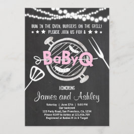 Invitación Parejas BabyQ BBQ Shower Coed Baby Shower Rosa