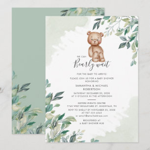 Invitación Parejas Bearly Wait Baby Shower Eucalyptus Foliage