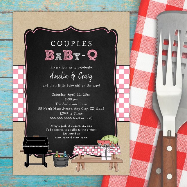 Invitación Parejas Bebé Q, chica BBQ ducha bebé (Subido por el creador)