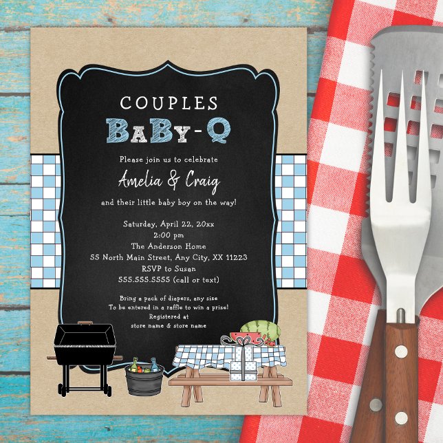 Invitación Parejas Bebé Q, niño BBQ ducha bebé (Subido por el creador)