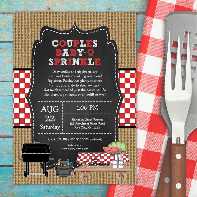 Invitación Parejas Bebé Q Sprinkle, ducha de bebé BBQ neutra (Subido por el creador)